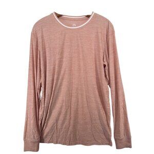 Raw Yarn Mens TShirt Sz L Pink Heathered Long Slv Super Soft Beachy Casual Comfy